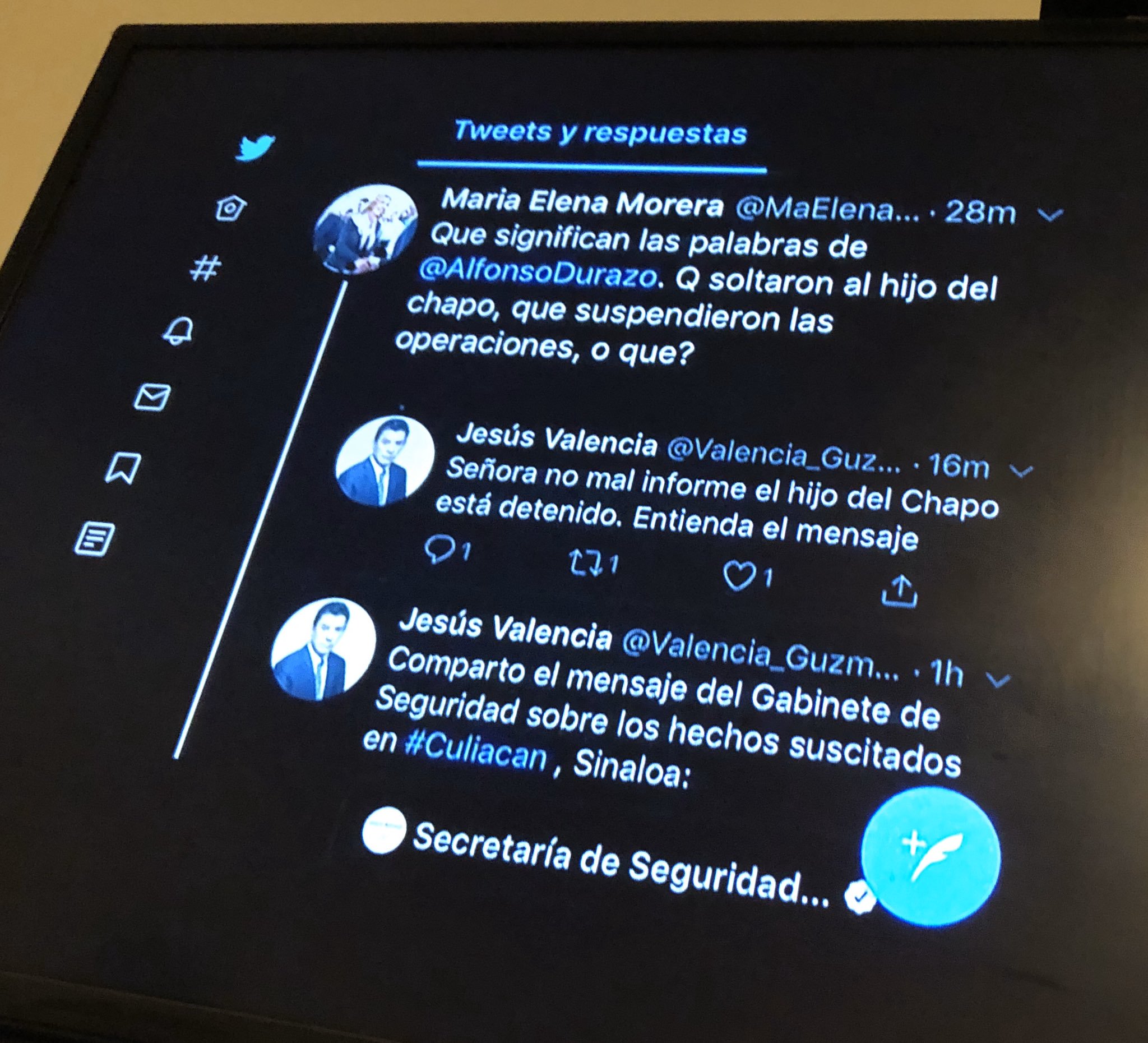 Violencia toma a Culiacán; "identifican" a hijo del 'Chapo' y lo dejan libre - jesus-valencia-respuesta-maria-elena-morera