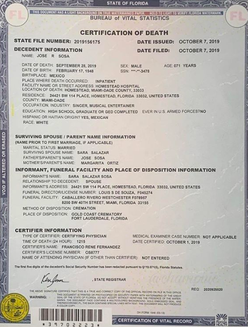 Revelan certificado de defunción de José José - jose-jose-1