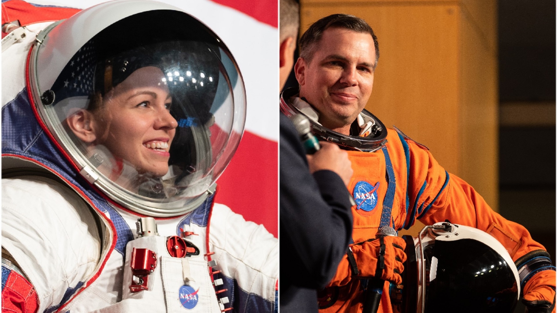 #Video NASA presenta trajes espaciales para misión lunar Artemis - kristine-davis-y-dustin-gohmert-con-nuevos-trajes-espaciales-de-la-nasa