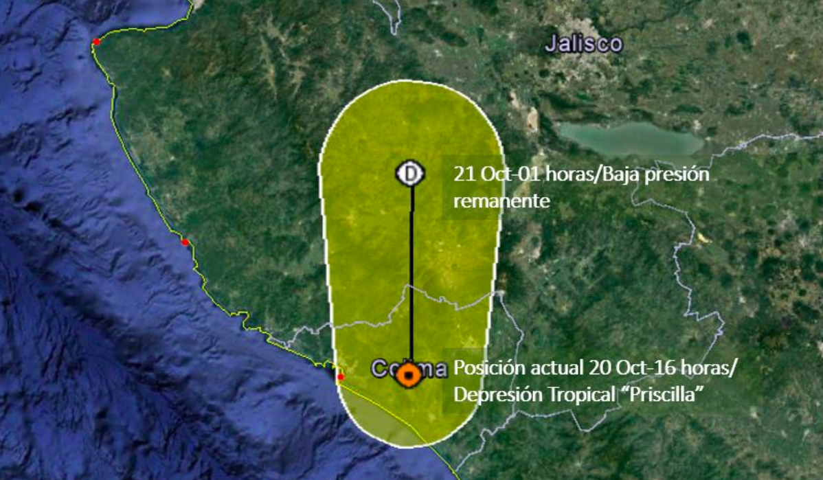 Priscilla se debilita y ya es depresión tropical