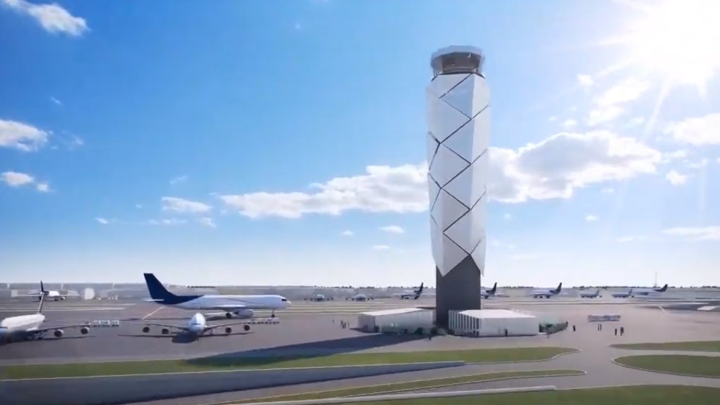 Aeropuerto de Santa Lucía será inaugurado el 21 de marzo de 2022, anuncia AMLO - proyeccion-de-torre-de-control-del-aisl