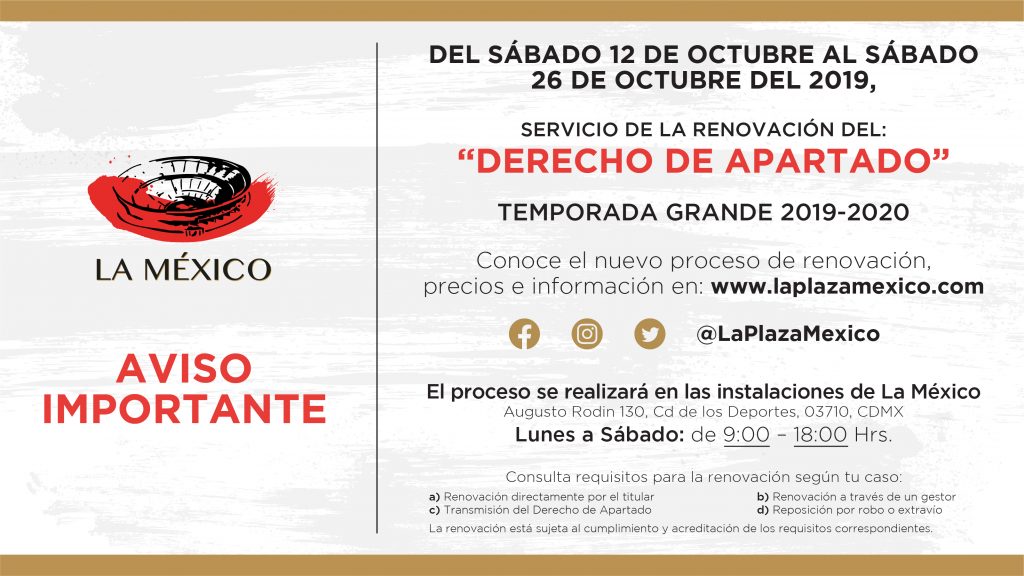 Listo el elenco para la Temporada Grande de la Plaza México 2019-2020 - renovacion