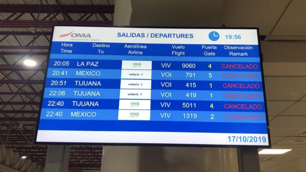 Operador del aeropuerto de Culiacán reporta cancelaciones en vuelos Operador del aeropuerto de Culiacán reporta cancelaciones en vuelos
