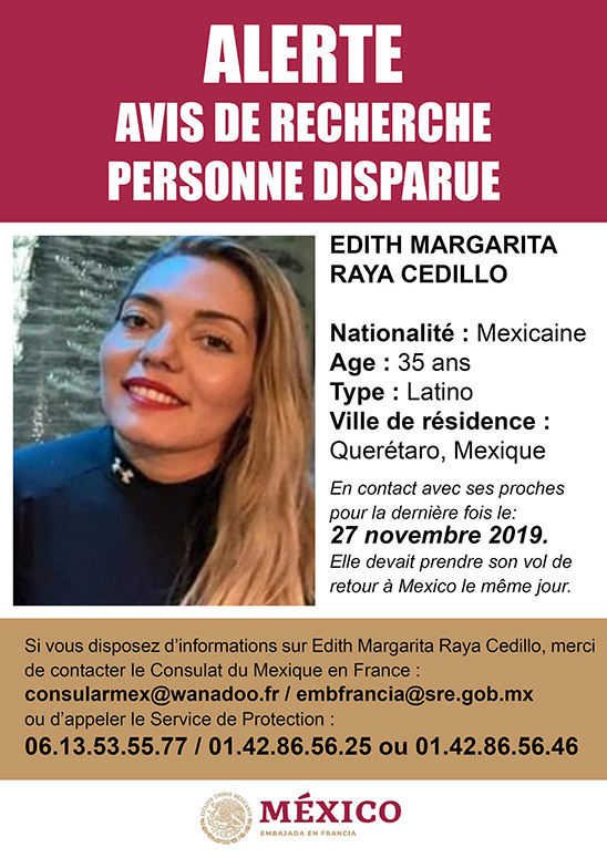 Localizan a la mexicana Edith Raya desaparecida en Francia - alerta-de-desaparicion-de-edith-margarita