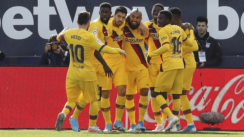 Barcelona gana al Leganés y sigue líder en La Liga Barcelona gana al Leganés y sigue líder en La Liga