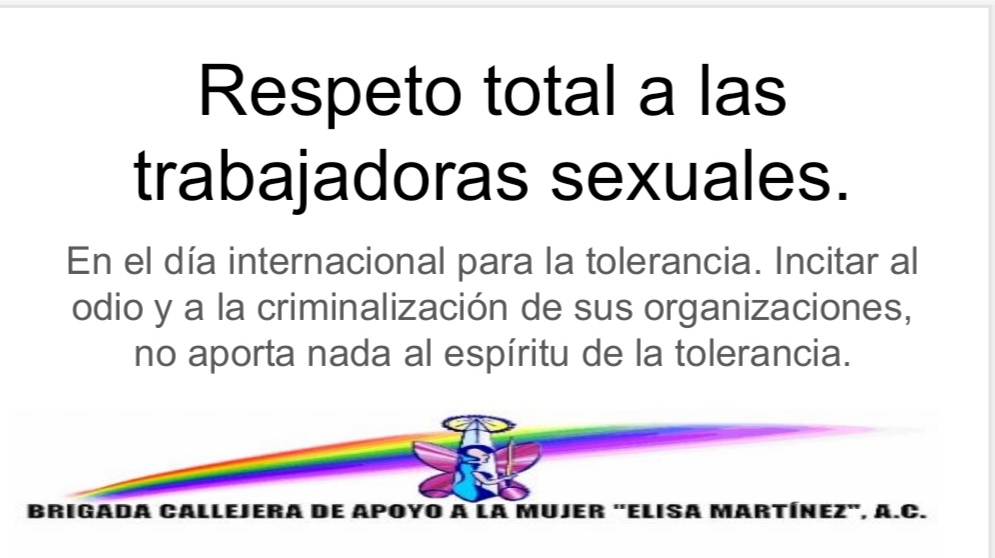 Piden respeto para las trabajadoras sexuales en el Día para la Tolerancia - brigada-callejera-elisa-martinez