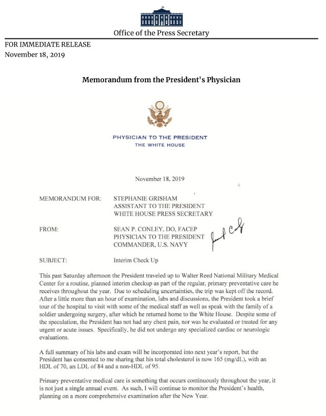 Casa Blanca asegura que visita al hospital de Donald Trump fue de rutina - casa-blanca