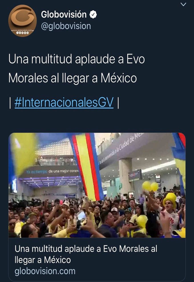 Prensa venezolana cae en broma sobre la llegada de Evo Morales a México - confusion-de-globovision-en-llegada-de-evo-morales-a-mexico