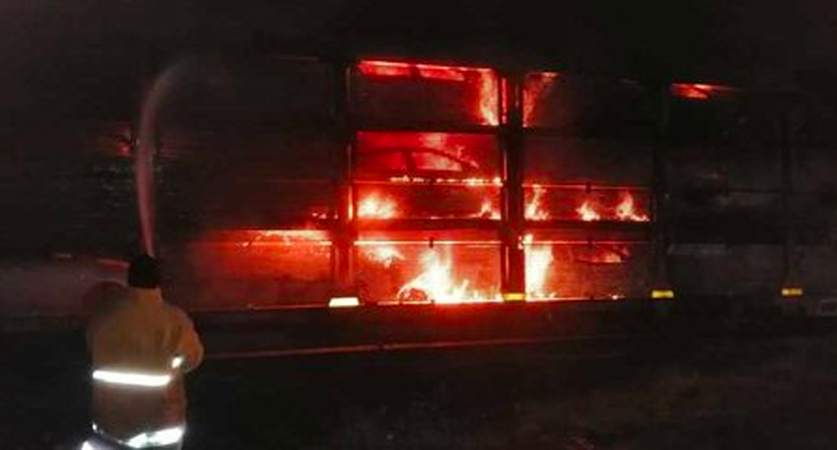 Descarrila tren en Morelia y se incendia vagón con 16 vehículos nuevos