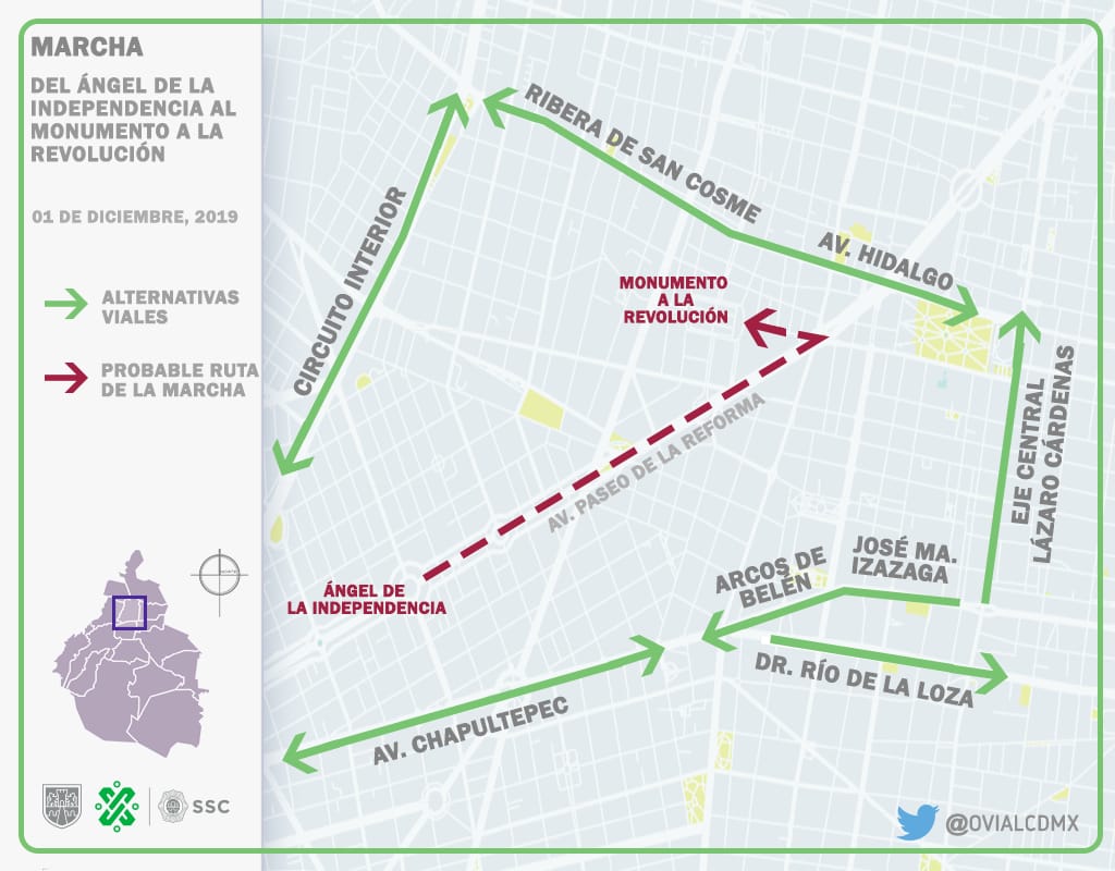 Así será el operativo para la 'celebración' del primer año de gobierno de AMLO - marcha-angel-munomento-rev