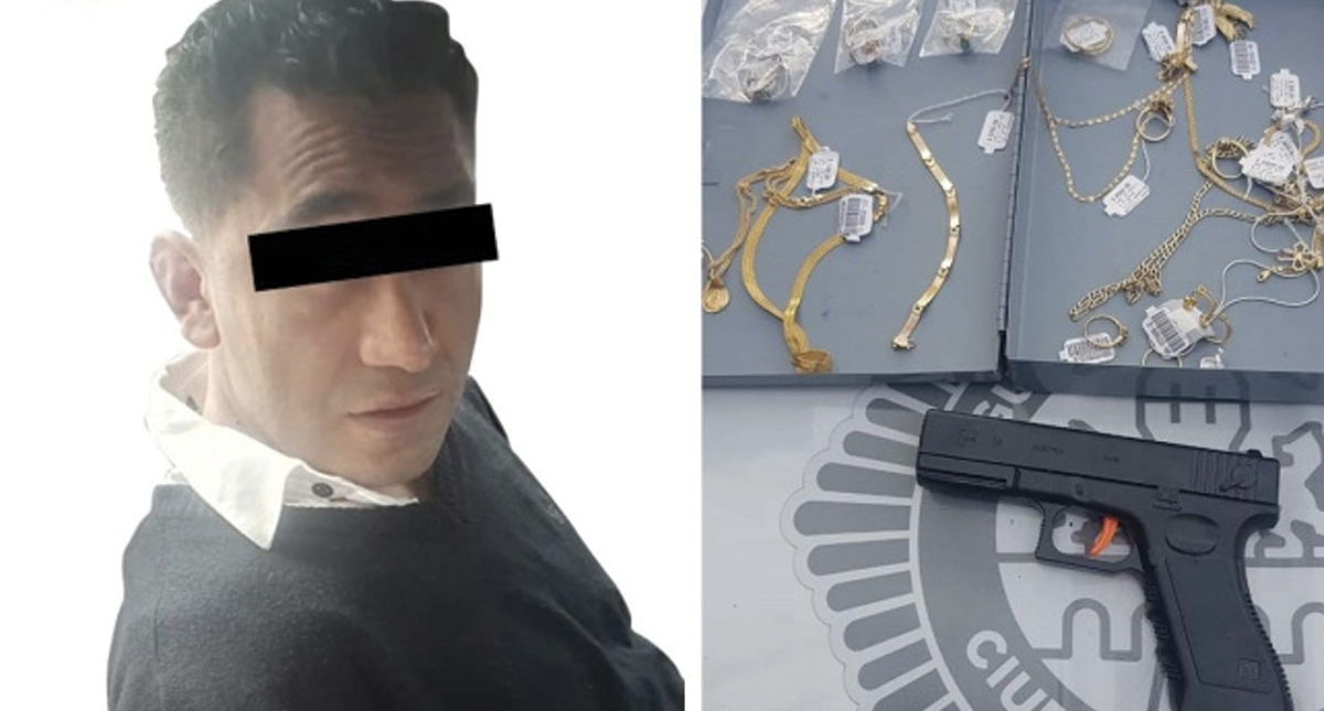 Detienen a hombre que asaltó casa de empeño con pistola de juguete