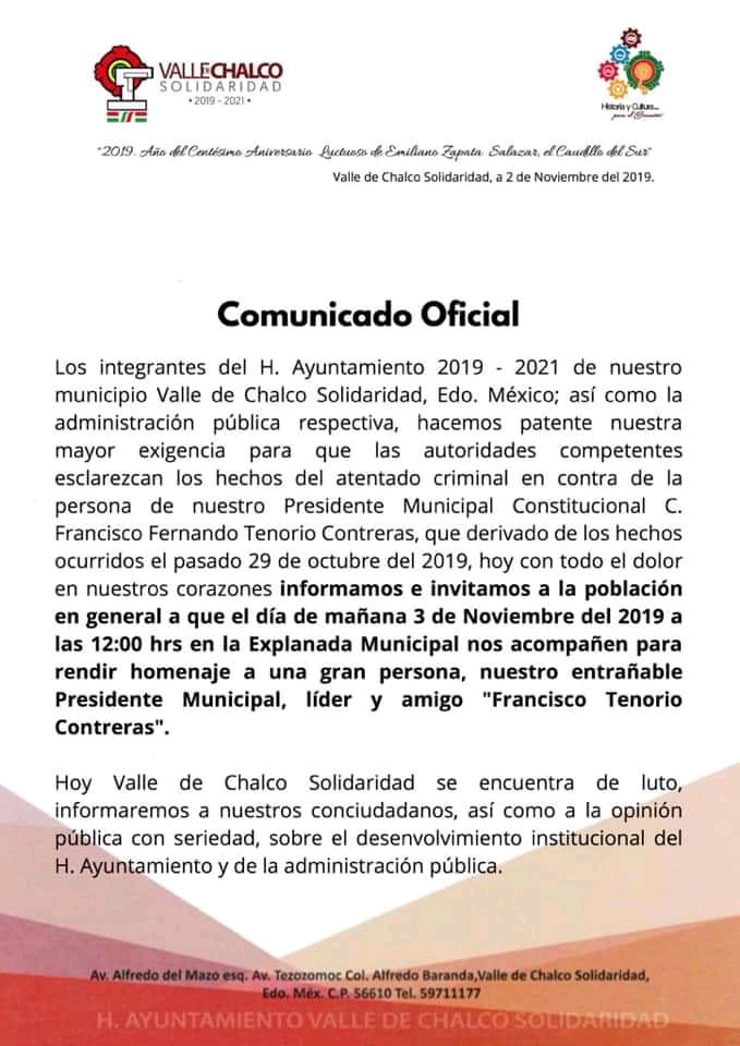 Valle de Chalco realizará homenaje a Francisco Tenorio - valle-de-chalco-homenaje-alcalde