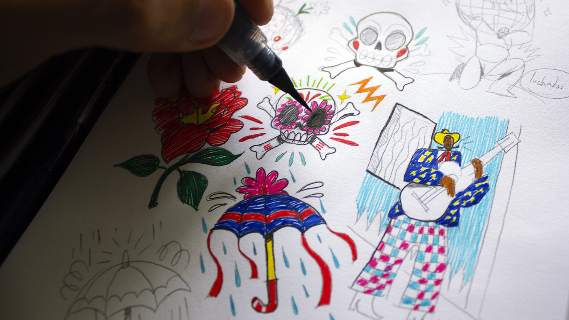 Google celebra la lotería mexicana con doodle interactivo - bocetos-para-ilustraciones-de-cartas-de-la-loteria-doodle