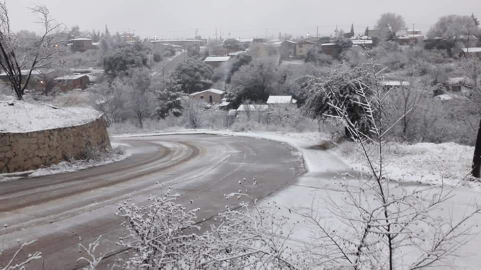 #Video Intensa nevada cubre Cananea, Sonora