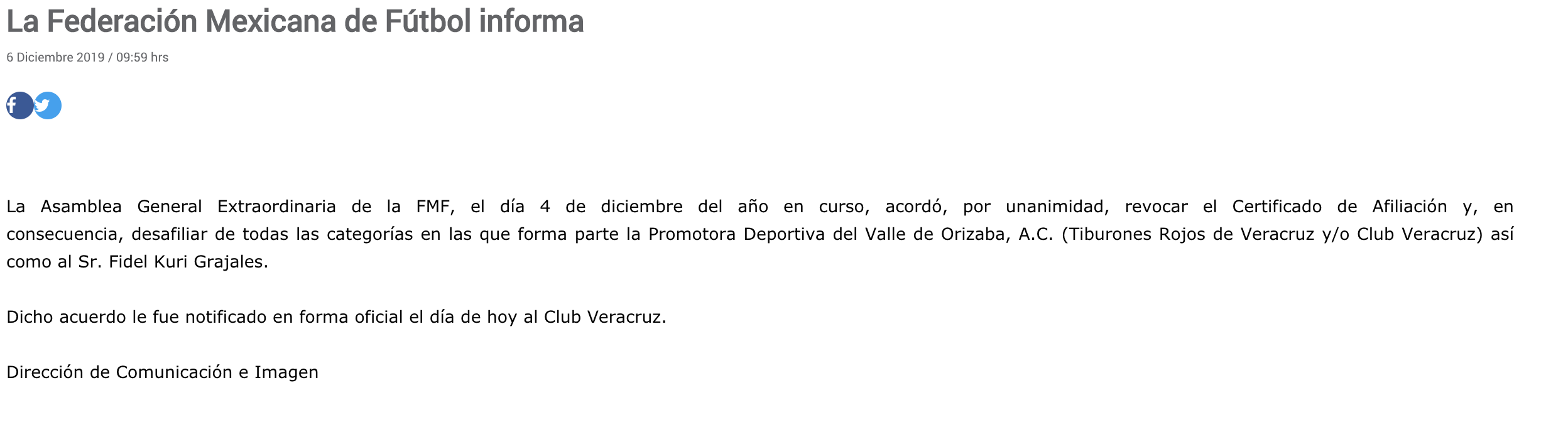 FMF anuncia de manera oficial desafiliación del Veracruz - captura-de-pantalla-2019-12-06-a-las-105926