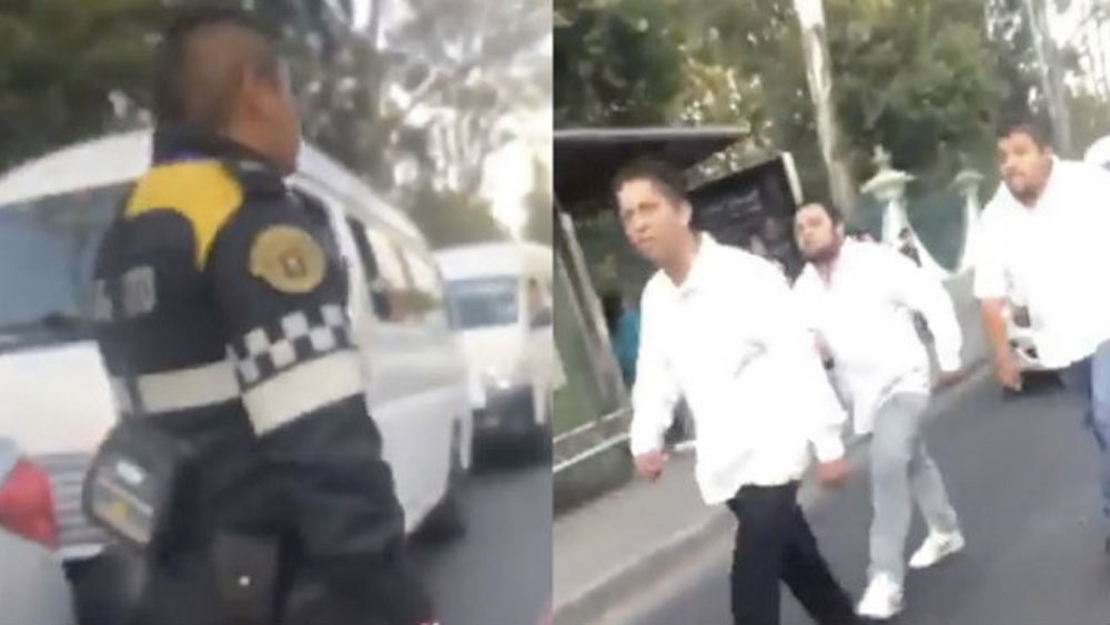 #Video Choferes agreden a policía de tránsito en Estado de México