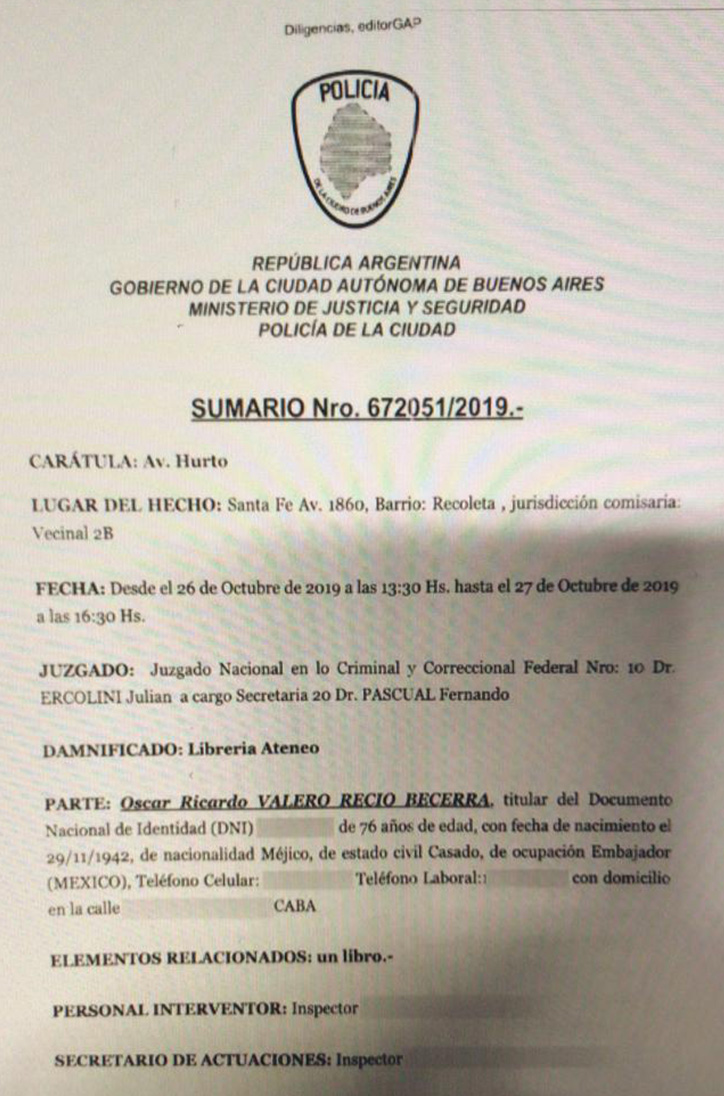 La denuncia que interpuso librería de Argentina contra embajador de México - denuncia-de-la-libreria-el-ateneo-grand-splendid-de-buenos-aires-contra-embajador-de-mexico-en-argentina