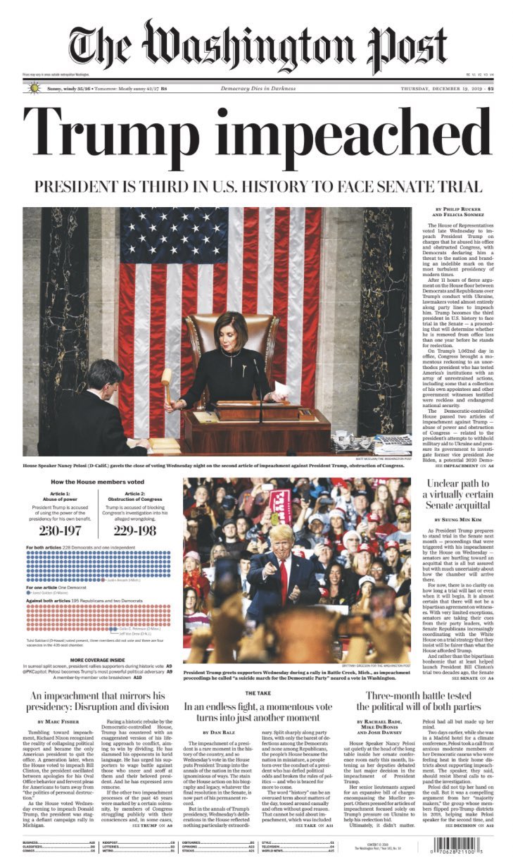 Washington Post dedica portada al 'impeachment' de Trump - donald-trump-washington-post
