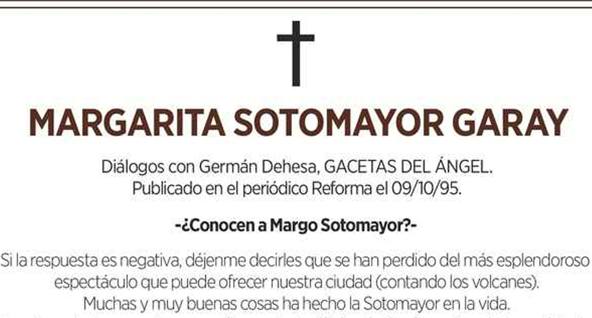 Murió Margarita Sotomayor Garay