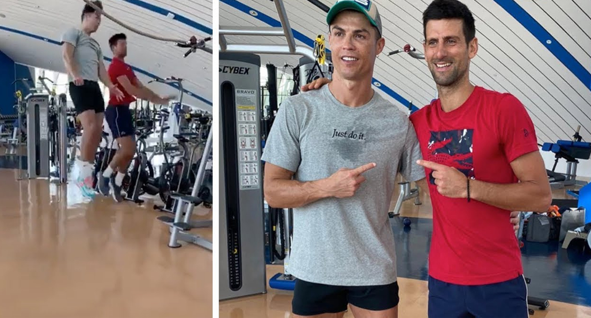 #Video Cristiano Ronaldo enseña a saltar a Novak Djokovic