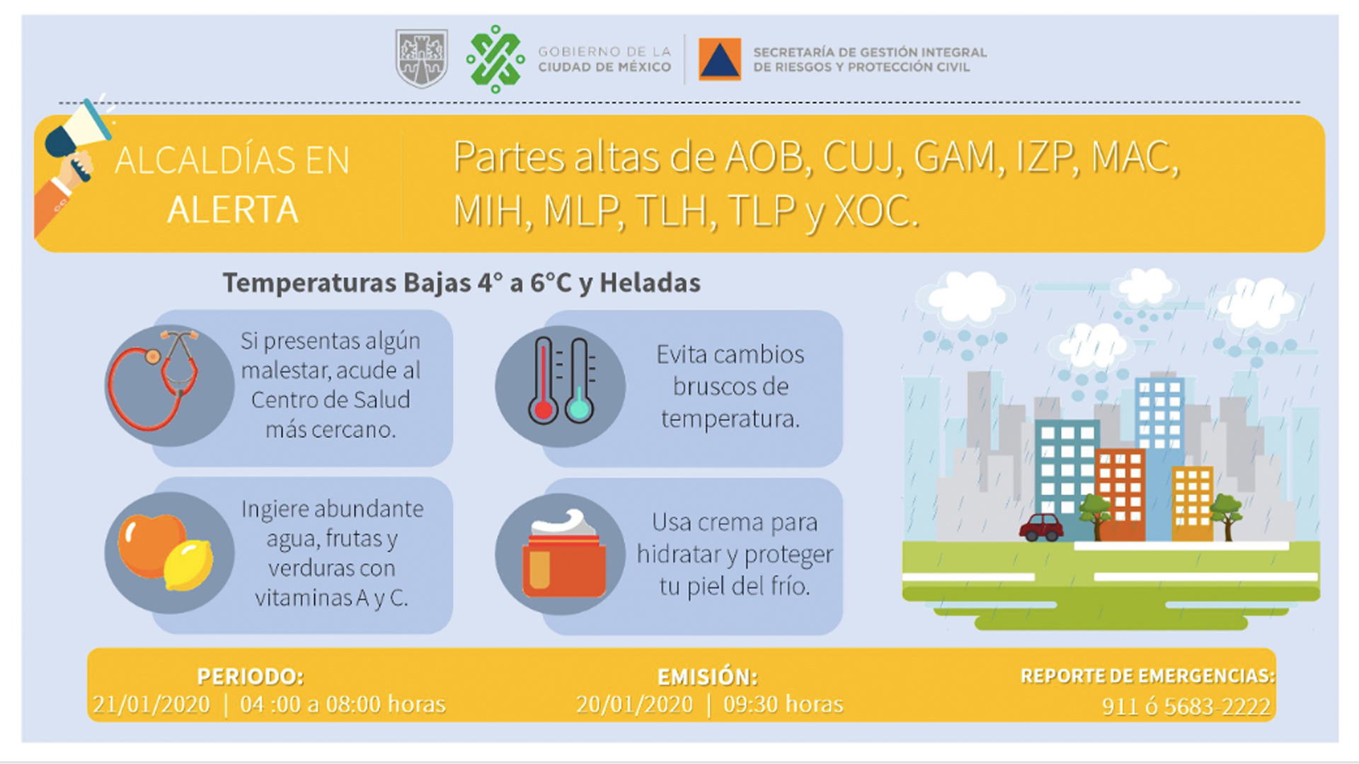 Activan Alerta Amarilla por bajas temperaturas en 10 alcaldías - alerta-amarilla-frio