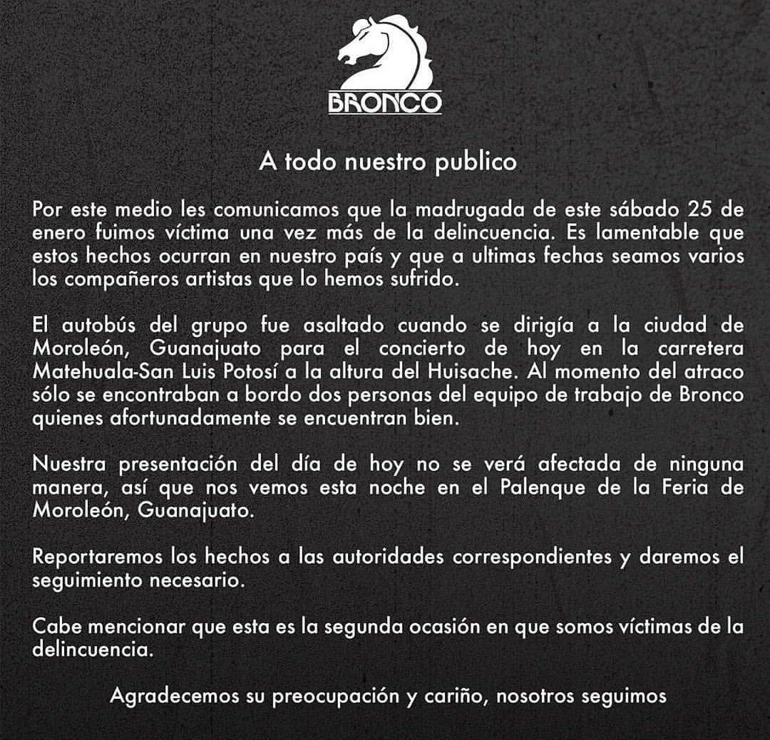 Bronco denuncia asalto a su autobús - bronco