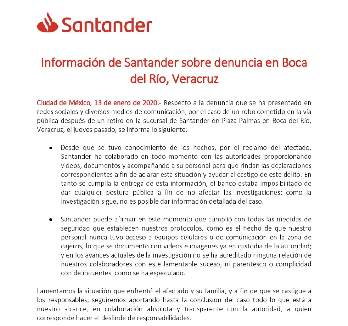 No se ha establecido parentesco de cajera con asaltantes de cuentahabiente, afirma Santander - captura-de-pantalla-2020-01-13-a-las-171934