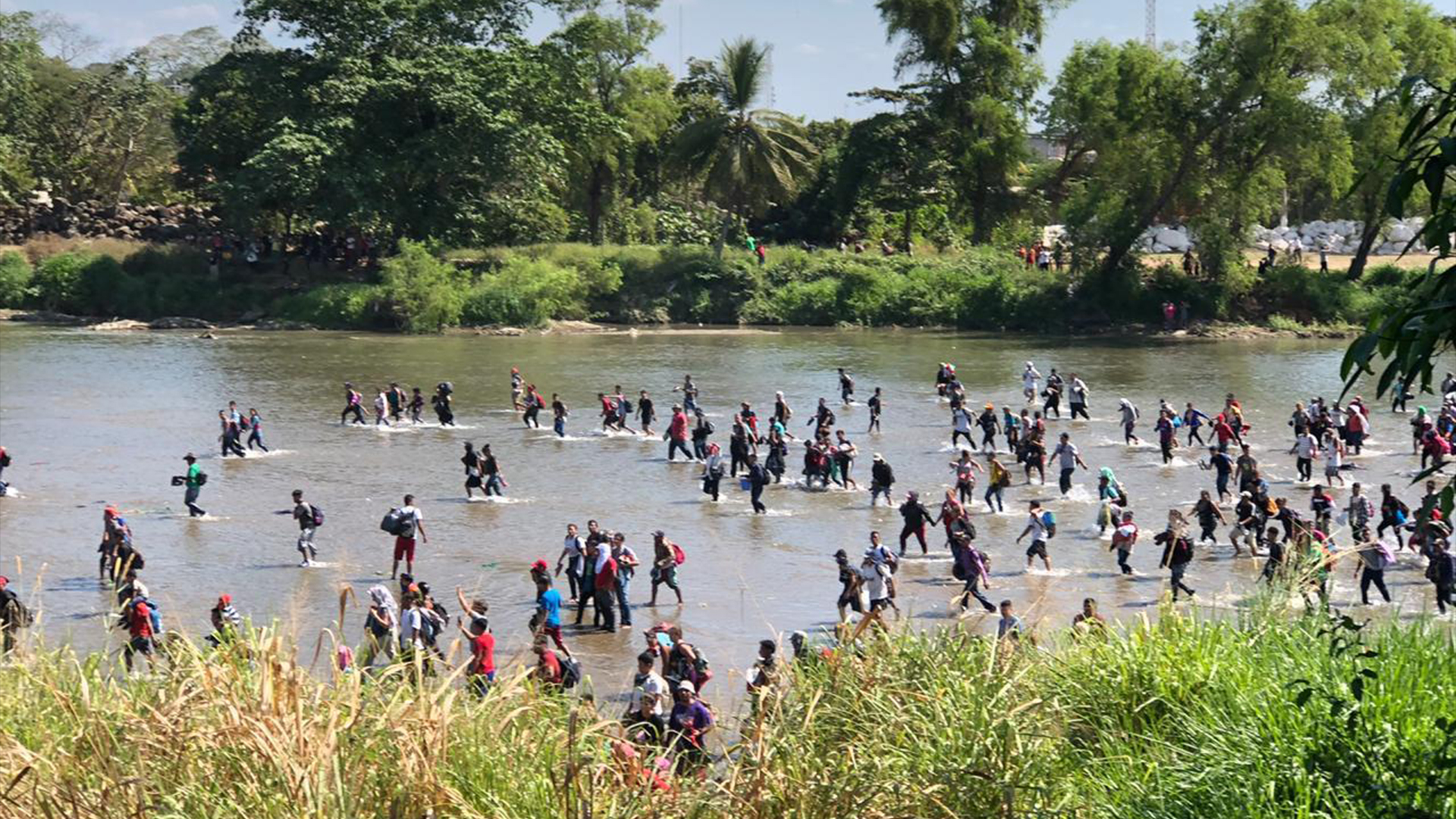 #Videos Migrantes cruzan a pie el Suachiate, se enfrentan a la Guardia Nacional y avanzan en Chiapas #Videos Migrantes cruzan a pie el Suachiate, se enfrentan a la Guardia Nacional y avanzan en Chiapas