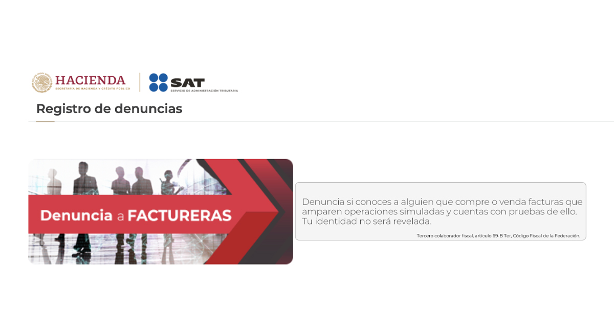 SAT lanza herramienta para denunciar a empresas que emitan facturas falsas - denuncia-facturas