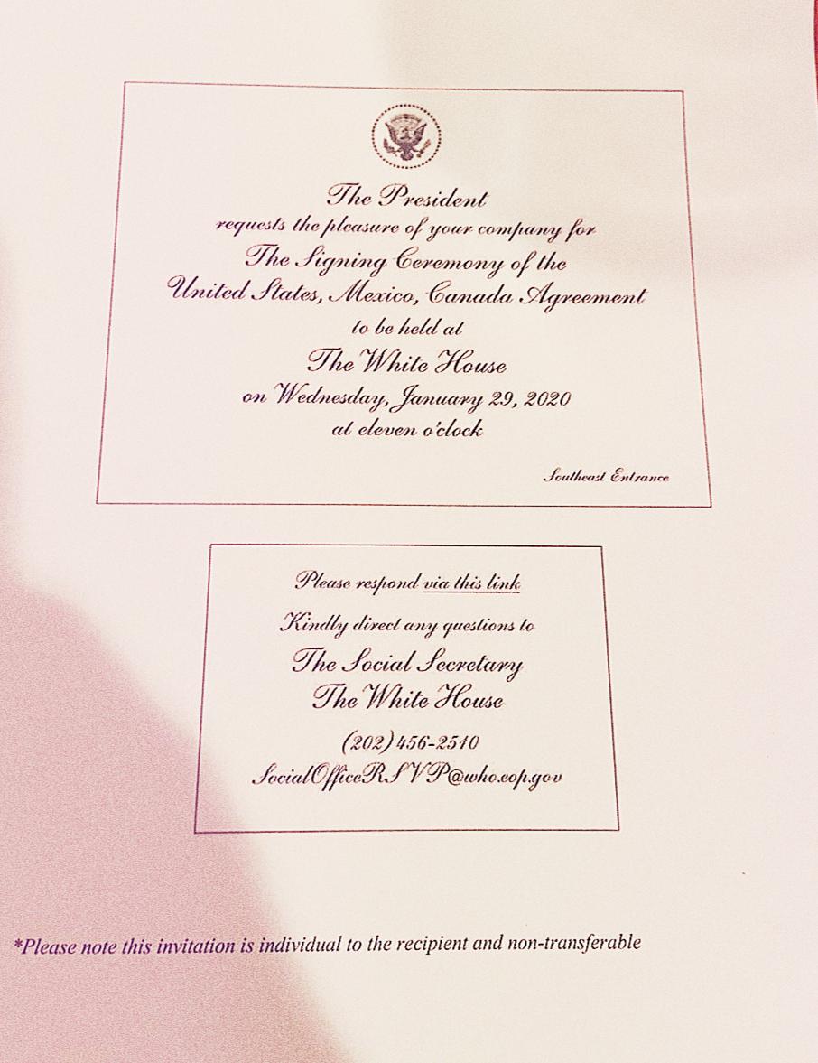 Donald Trump firmaría T-MEC el miércoles - firma-tmec-trump-invitacion