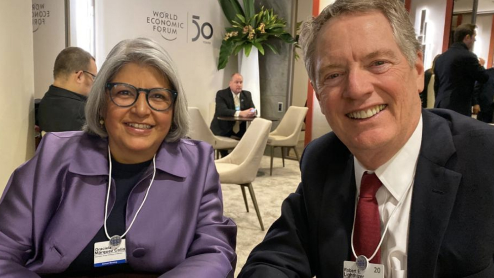 Graciela Márquez se reunió con representante comercial de EE.UU. en Davos