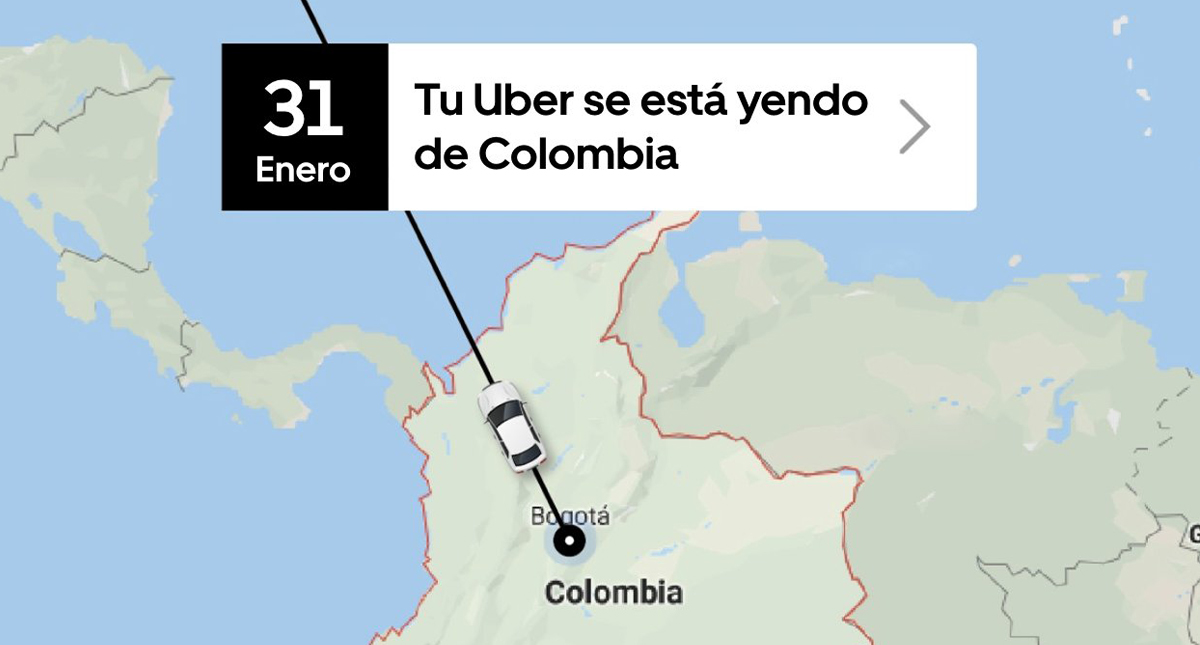Uber dejará de operar en Colombia