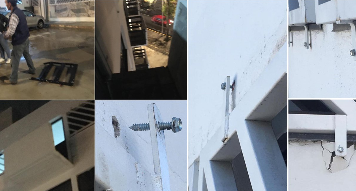 Autoridades revisan Multifamiliar Tlalpan tras caída de herrería de un balcón