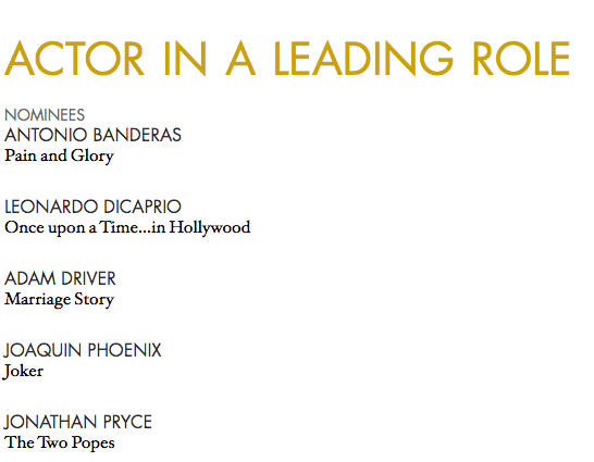 Los cinco actores que compiten por Mejor actor en el Óscar - nominacion-mejor-actor