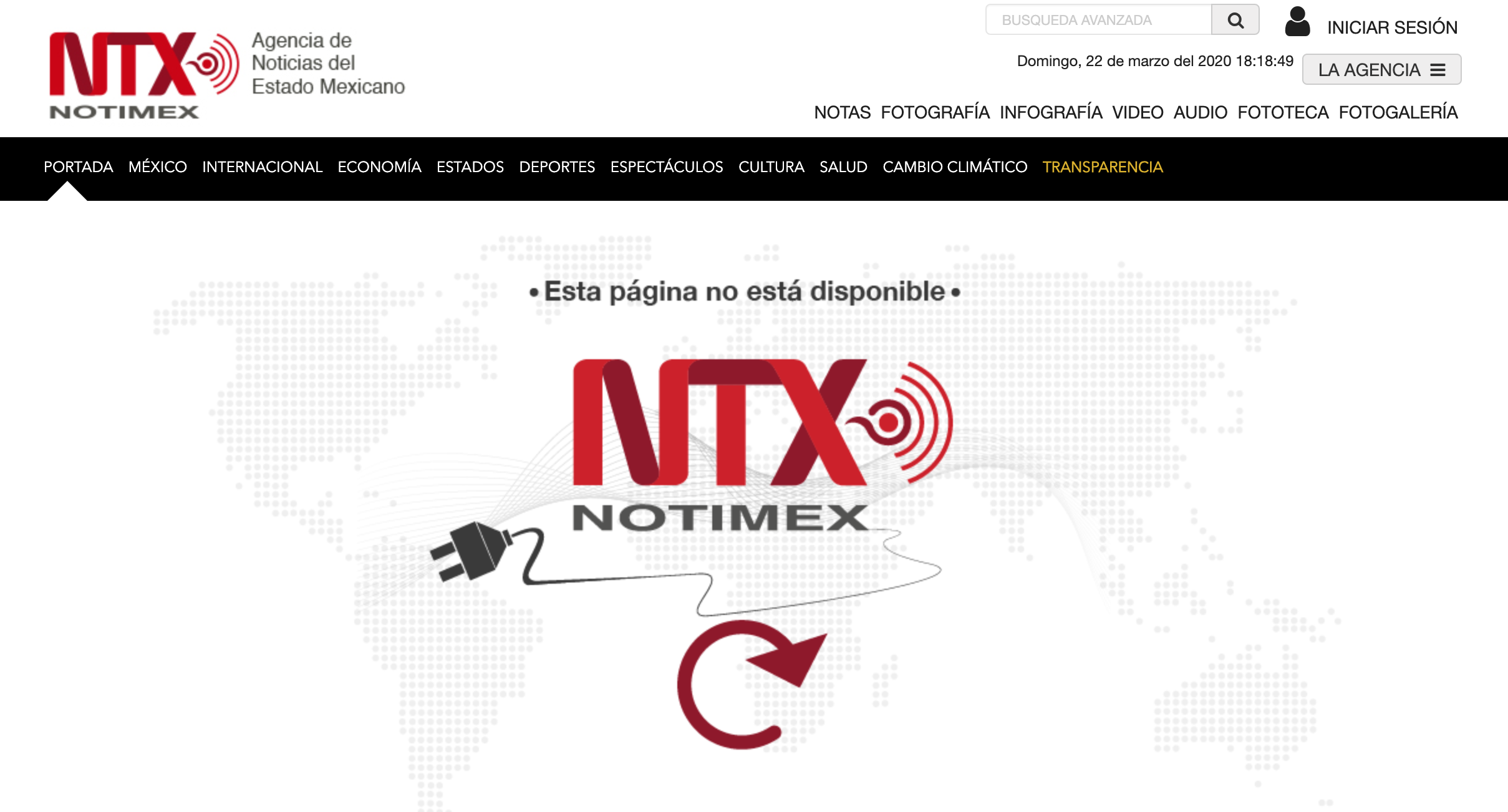 Sigue sin funcionar la página de Notimex; aquí un reporte interno - captura-de-pantalla-2020-03-22-a-las-181912