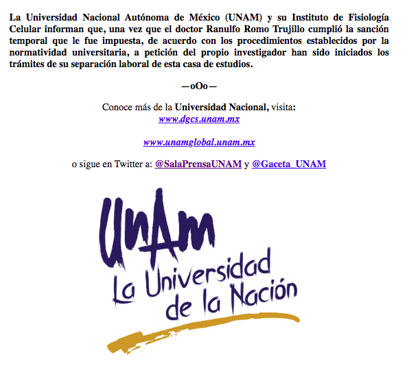 Renuncia investigador de la UNAM tras acusación de intento de violación - comunicado