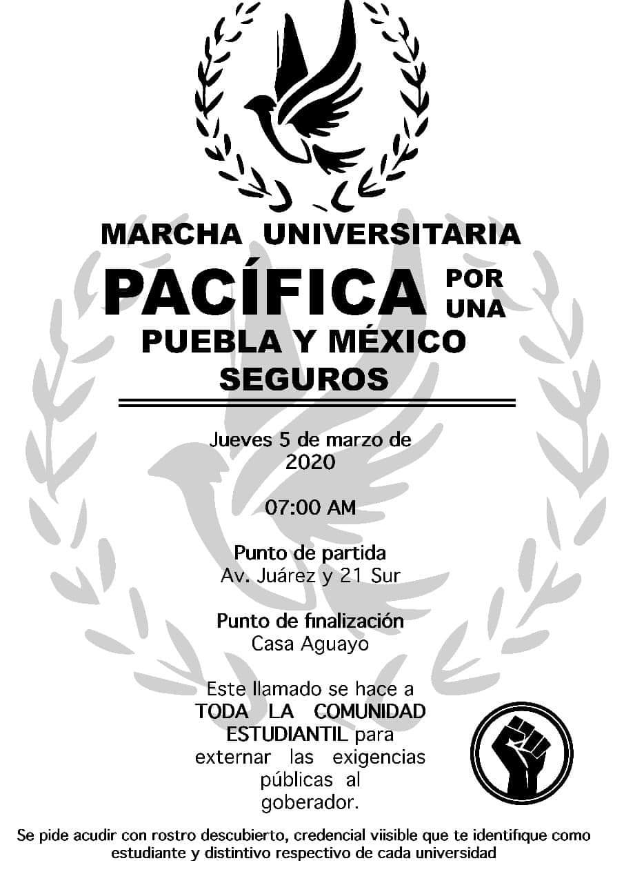 Universitarios exigen seguridad y justicia en Puebla - megamarcha-puebla-1