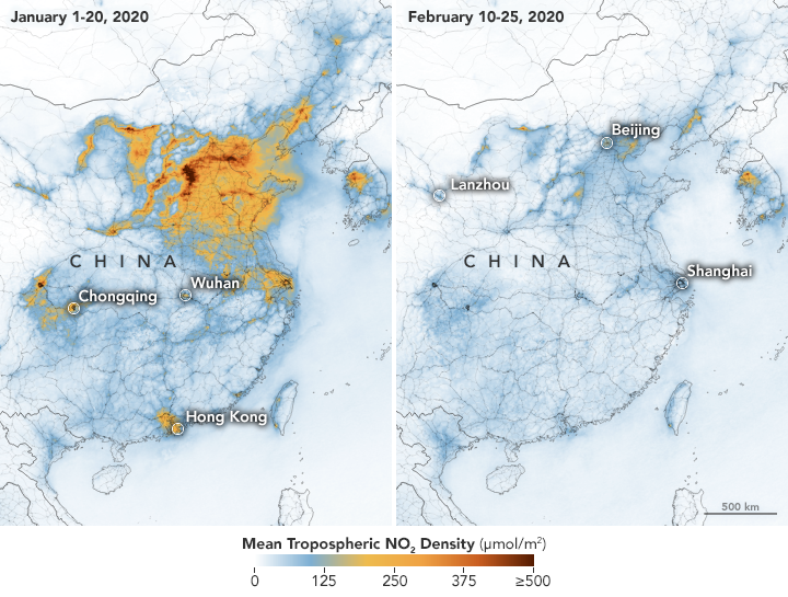 Revelan disminución de contaminación en China por COVID-19 - nasa-contaminacion-china-coronavirus-covid19