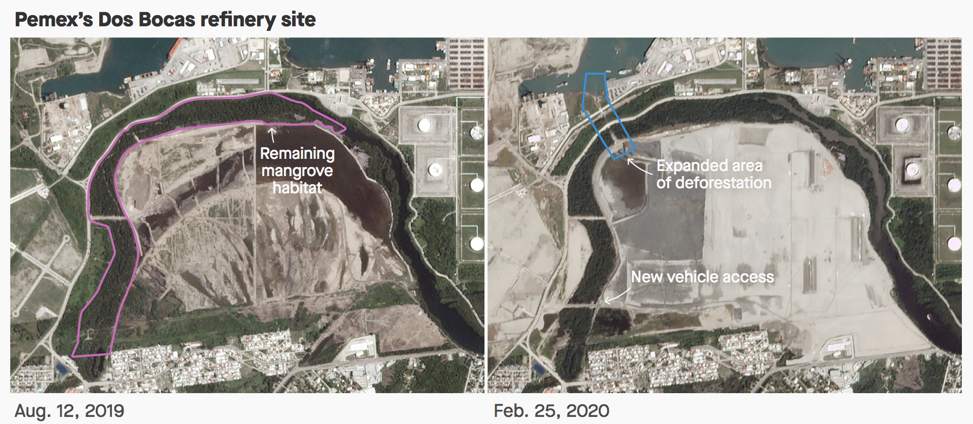 Investigación exhibe destrucción de manglares para construir refinería de Dos Bocas - pemex-dos-bocas-manglares