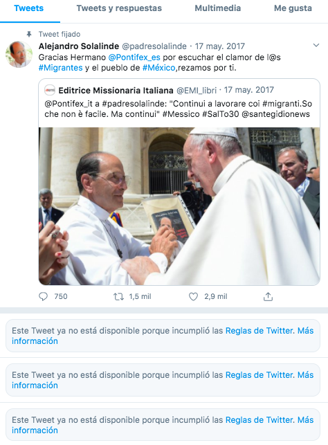 Retiran tuits con información falsa sobre COVID-19 que publicó Solalinde - twitter-padre-solalinde