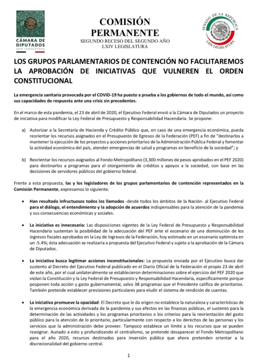 Oposición votará contra extraordinario y rechaza iniciativa para que AMLO redireccione presupuesto - captura-de-pantalla-2020-04-30-a-las-153544