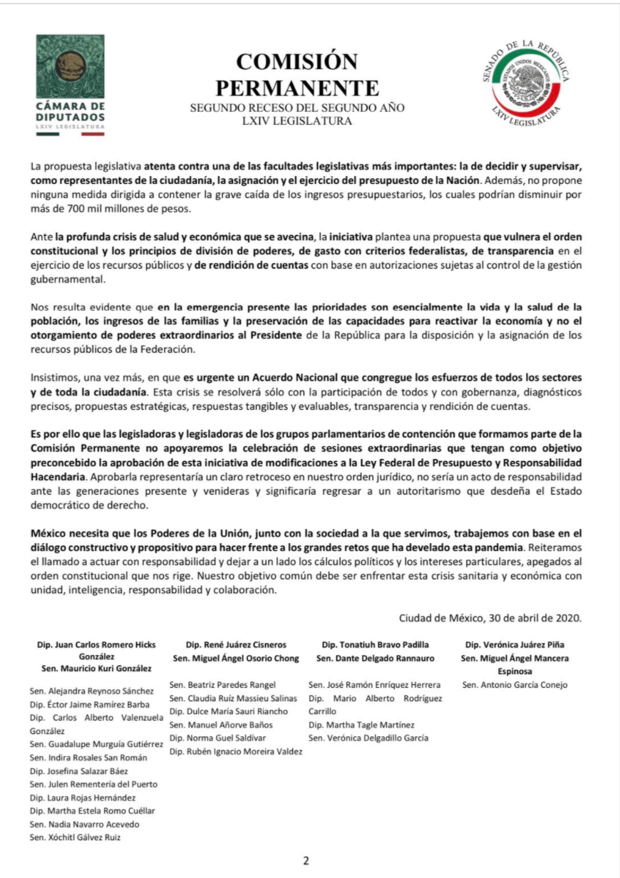 Oposición votará contra extraordinario y rechaza iniciativa para que AMLO redireccione presupuesto - captura-de-pantalla-2020-04-30-a-las-153556