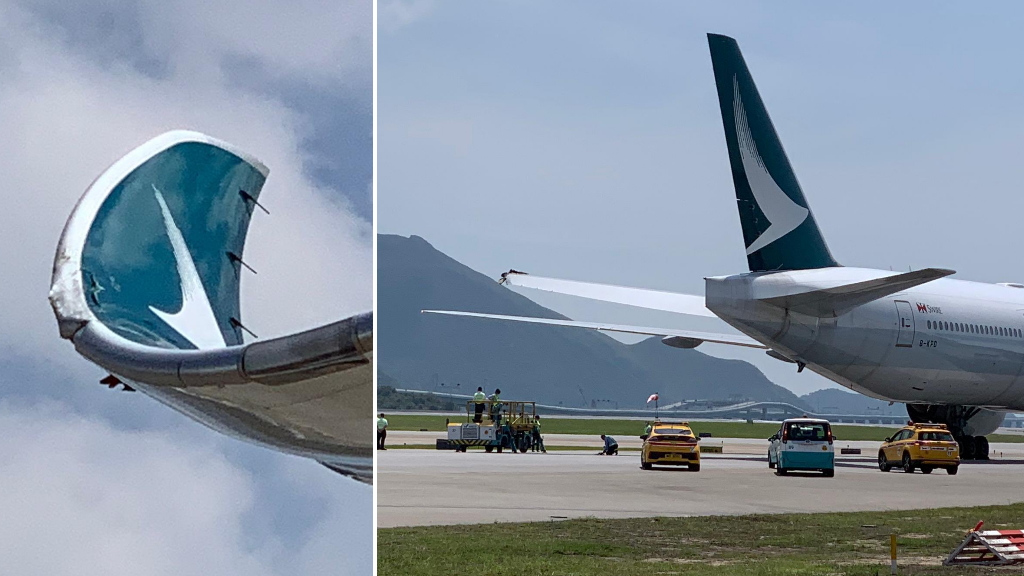 Colisión de aviones en aeropuerto de Hong Kong provoca daños