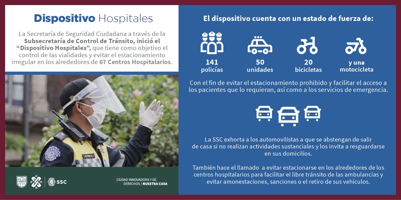 Operativo vial en hospitales capitalinos por Fase 3 de pandemia de COVID-19 - dispositivo-de-la-ssc-cdmx-en-hospitales-por-fase-3