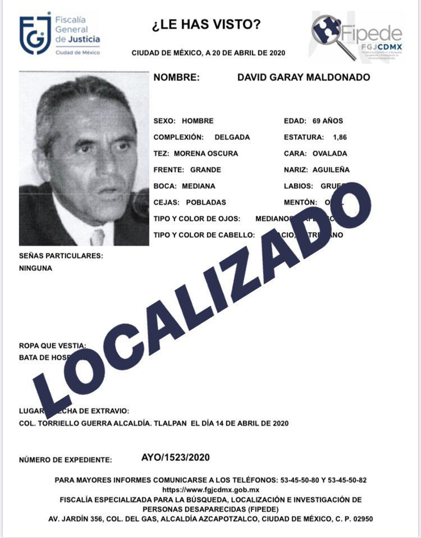 Localizan a David Garay Maldonado, exjefe de la Policía capitalina - ficha-de-localizacion-de-david-garay-maldonado
