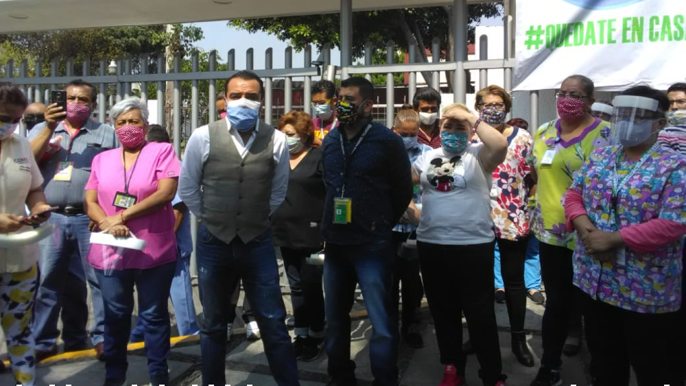 Protestan empleados del Hospital General Balbuena; exigen insumos
