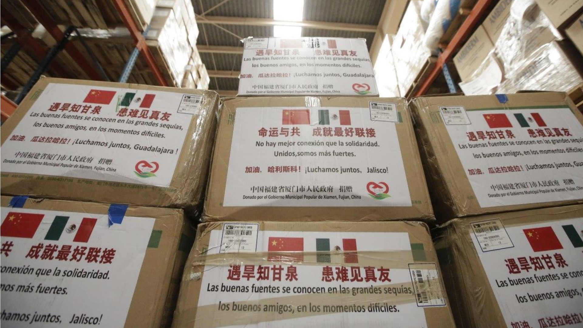 Provincia china dona a Jalisco cubrebocas para hacer frente al COVID-19