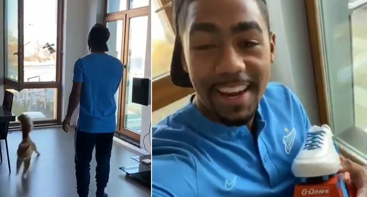 Dron entrega a Malcom premio al Jugador del Mes del Zenit