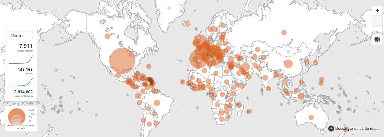 Muertes por COVID-19 en el mundo ascienden a 135 mil 163 - mapa-de-muertes-globales-por-covid-19-al-17-de-abril