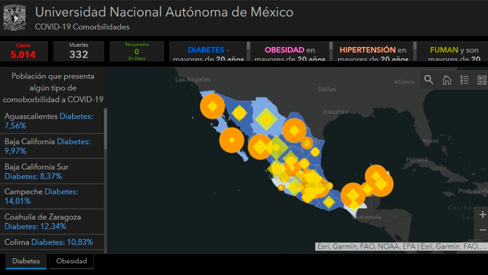 Instala UNAM plataforma de información geográfica sobre COVID-19 en México